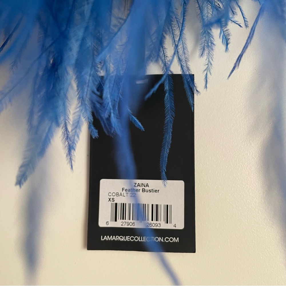 LA MARQUE Zaina ostrich feather Top Dark Rich Blue - Picture 2 of 4